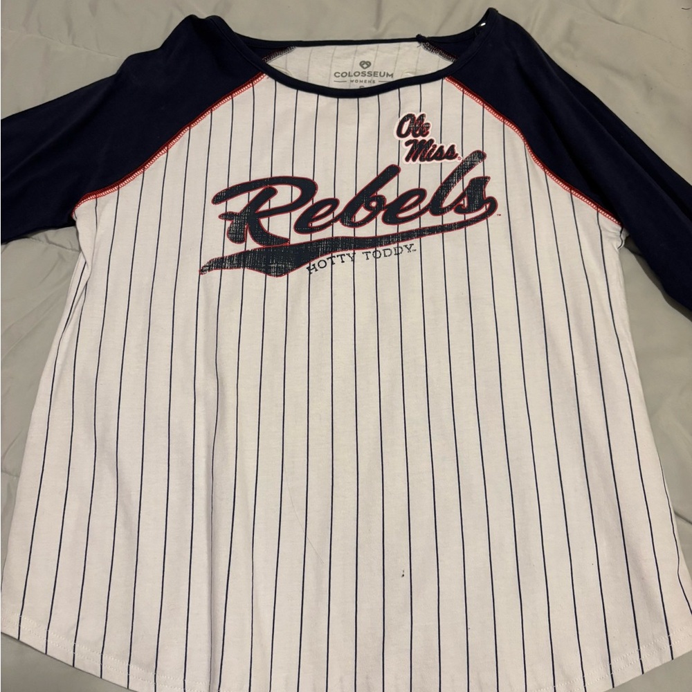 Colosseum Ole Miss Rebels Striped Raglan Tee